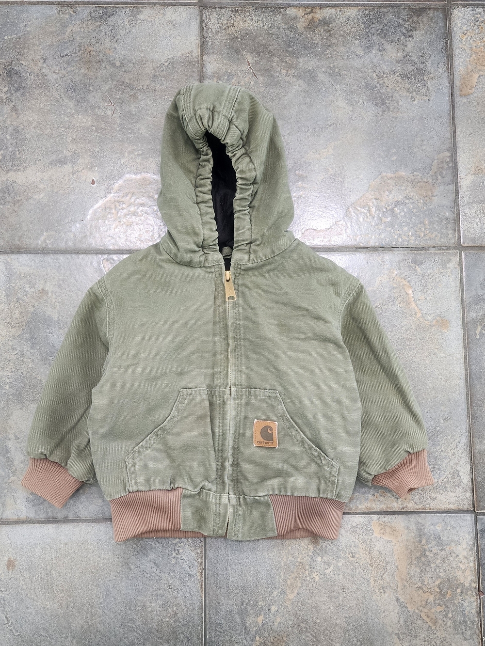 Vintage Y2K Carhartt YTJ130 LOV Todder 2T Light Olive Green Canvas Jacket